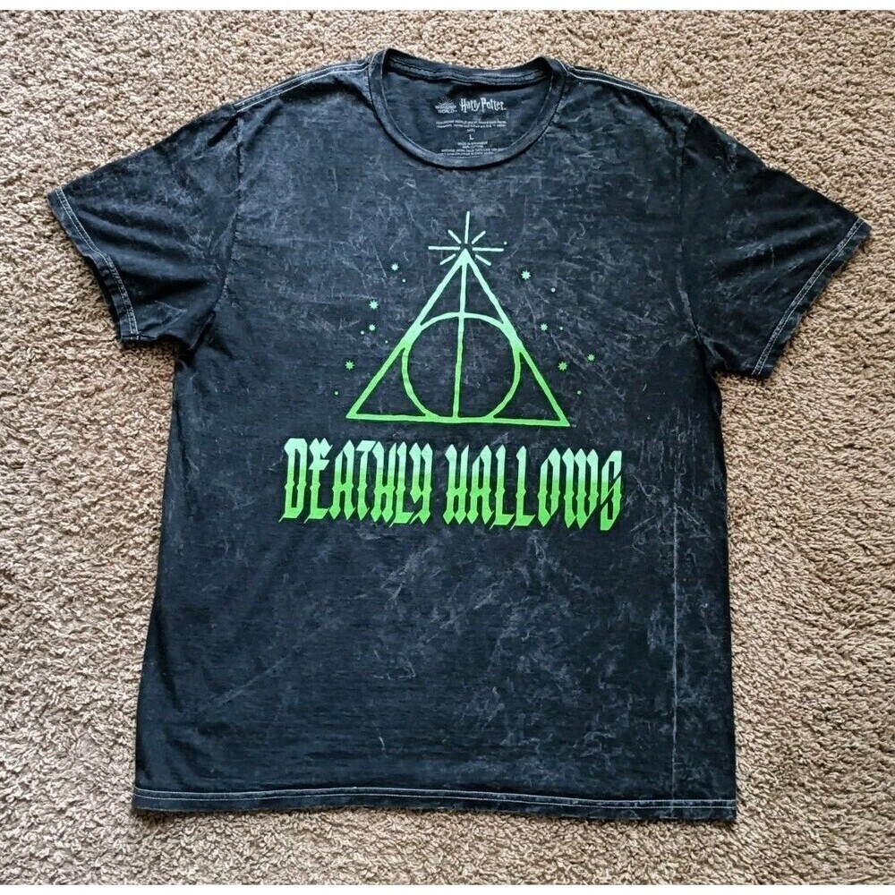 Harry Potter Deathly Hollows T-Shirt Women's Large Gray Short Sleeve